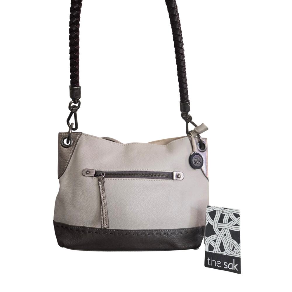 The Sak Indigo Leather Demi Hobo Off White Gray Leather Bag Shoulder Purse